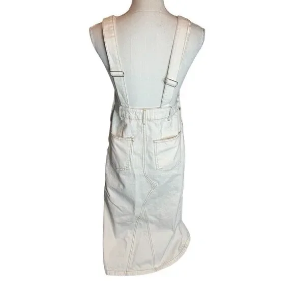 Zara Ecru Bib Overalls Dress Y2K Retro Boho Instagram Favorites Sz Small - Picture 7 of 10